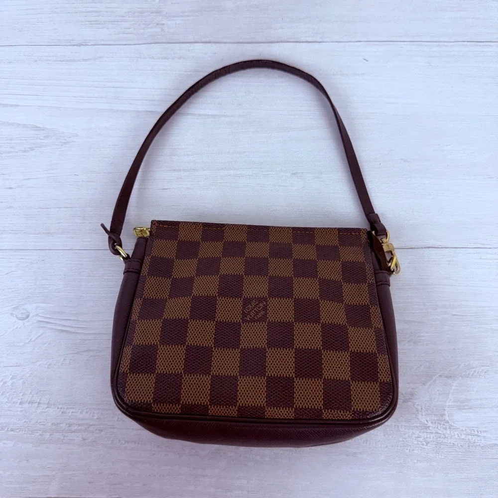 Louis Vuitton Trousse Cosmetic Make Up Bag Pochette Brown Damier Ebene Small